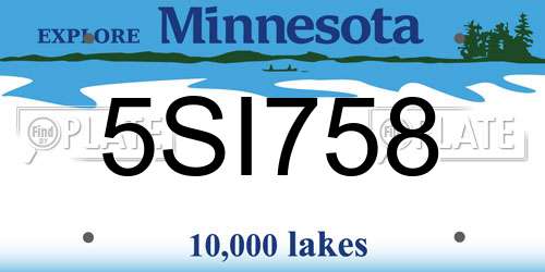 5SI758 Minnesota License Plate
