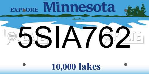 5SIA762 Minnesota License Plate