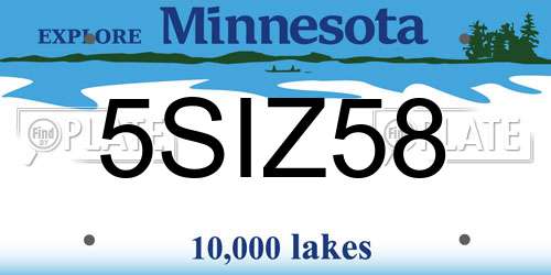 5SIZ58 Minnesota License Plate