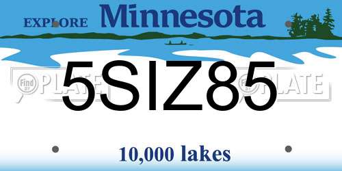 5SIZ85 Minnesota License Plate