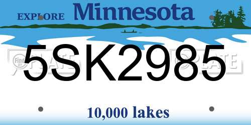 5SK2985 Minnesota License Plate