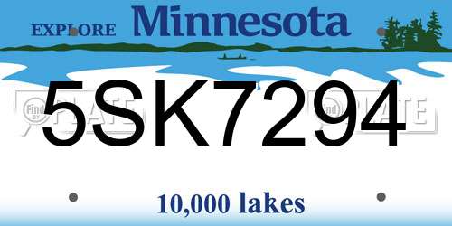 5SK7294 Minnesota License Plate