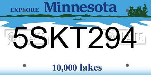 5SKT294 Minnesota License Plate