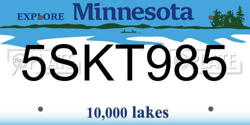 5SKT985 Minnesota License Plate