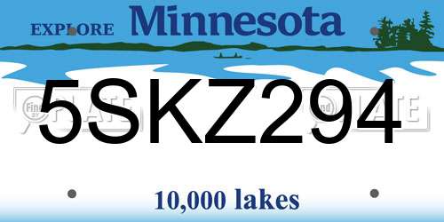 5SKZ294 Minnesota License Plate