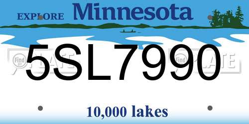 5SL7990 Minnesota License Plate