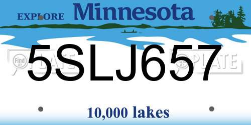 5SLJ657 Minnesota License Plate