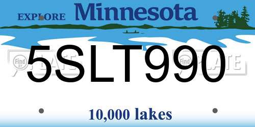 5SLT990 Minnesota License Plate