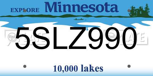 5SLZ990 Minnesota License Plate