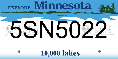 5SN5022 Minnesota License Plate