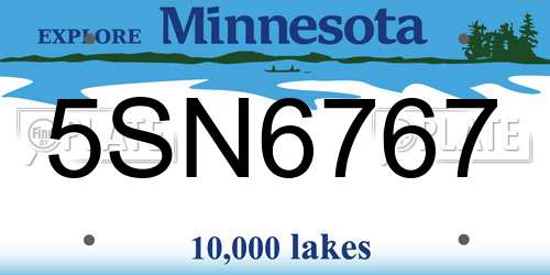 5SN6767 Minnesota License Plate