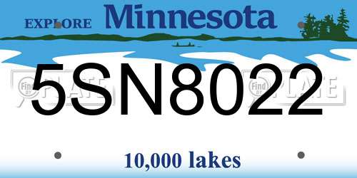 5SN8022 Minnesota License Plate
