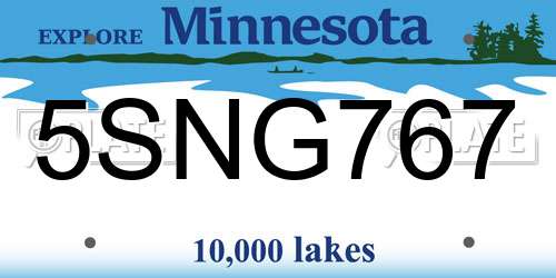 5SNG767 Minnesota License Plate