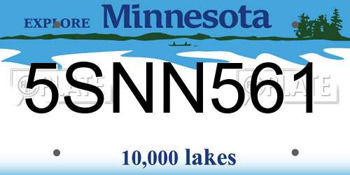 5SNN561 Minnesota License Plate