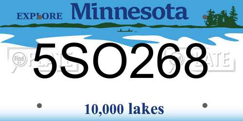 5SO268 Minnesota License Plate