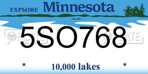 5SO768 Minnesota License Plate