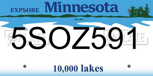 5SOZ591 Minnesota License Plate