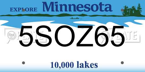 5SOZ65 Minnesota License Plate