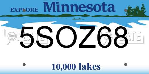 5SOZ68 Minnesota License Plate