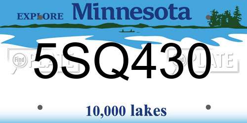 5SQ430 Minnesota License Plate