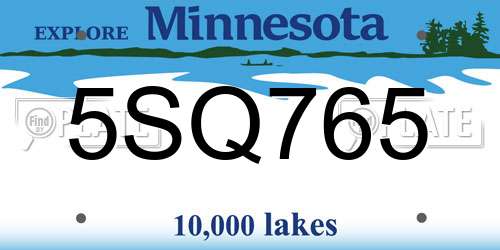 5SQ765 Minnesota License Plate
