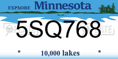 5SQ768 Minnesota License Plate