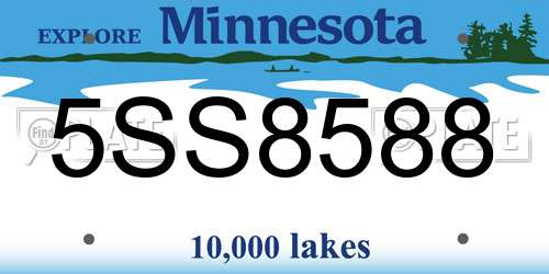 5SS8588 Minnesota License Plate
