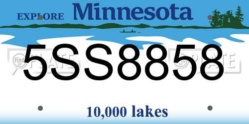 5SS8858 Minnesota License Plate