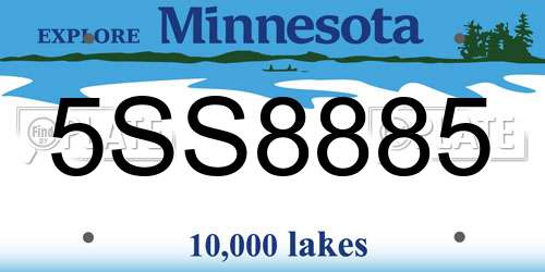 5SS8885 Minnesota License Plate