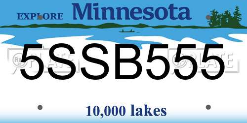 5SSB555 Minnesota License Plate