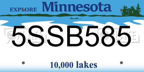 5SSB585 Minnesota License Plate