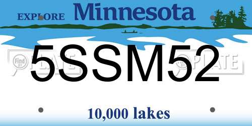 5SSM52 Minnesota License Plate