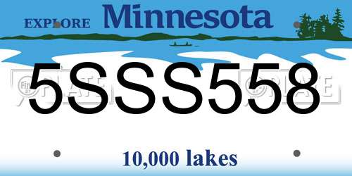 5SSS558 Minnesota License Plate