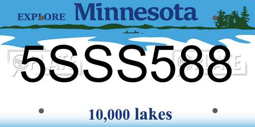 5SSS588 Minnesota License Plate
