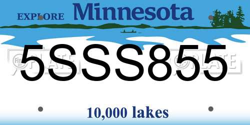 5SSS855 Minnesota License Plate