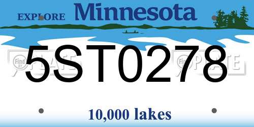 5ST0278 Minnesota License Plate