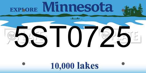 5ST0725 Minnesota License Plate