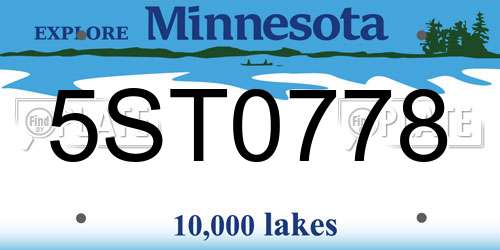 5ST0778 Minnesota License Plate