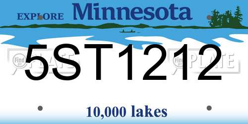 5ST1212 Minnesota License Plate