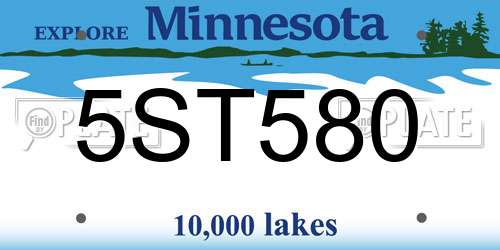 5ST580 Minnesota License Plate