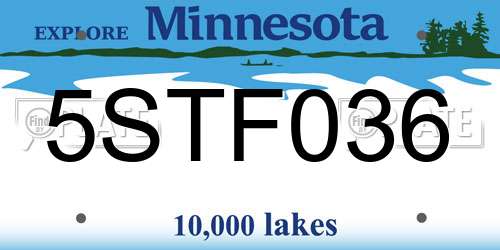 5STF036 Minnesota License Plate