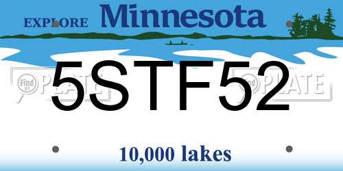 5STF52 Minnesota License Plate