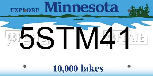 5STM41 Minnesota License Plate