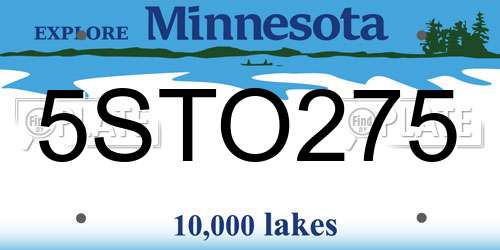 5STO275 Minnesota License Plate