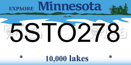 5STO278 Minnesota License Plate