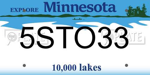 5STO33 Minnesota License Plate