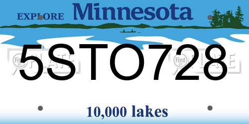 5STO728 Minnesota License Plate