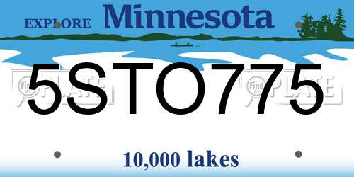 5STO775 Minnesota License Plate