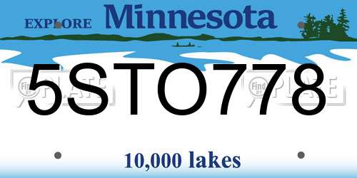 5STO778 Minnesota License Plate