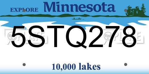 5STQ278 Minnesota License Plate